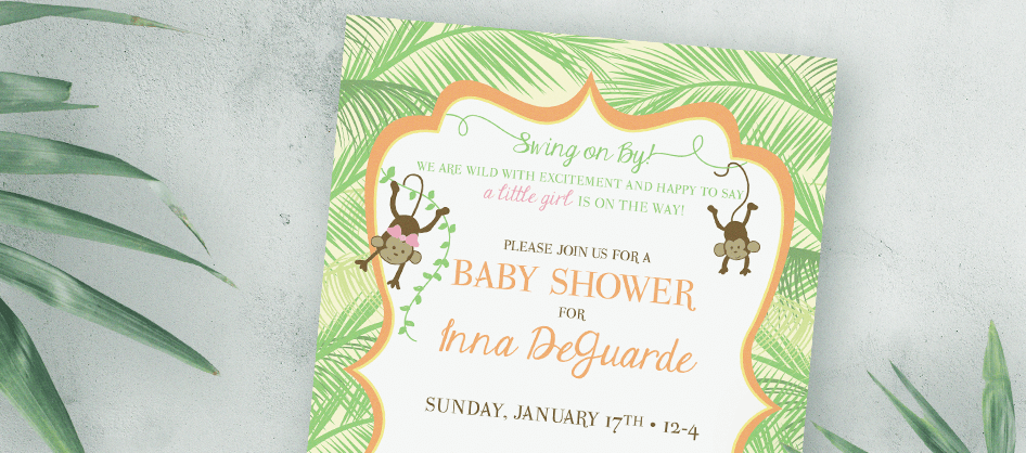 Palm Tree Jungle Baby Shower Invitation