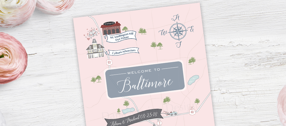 Baltimore Custom Wedding Map
