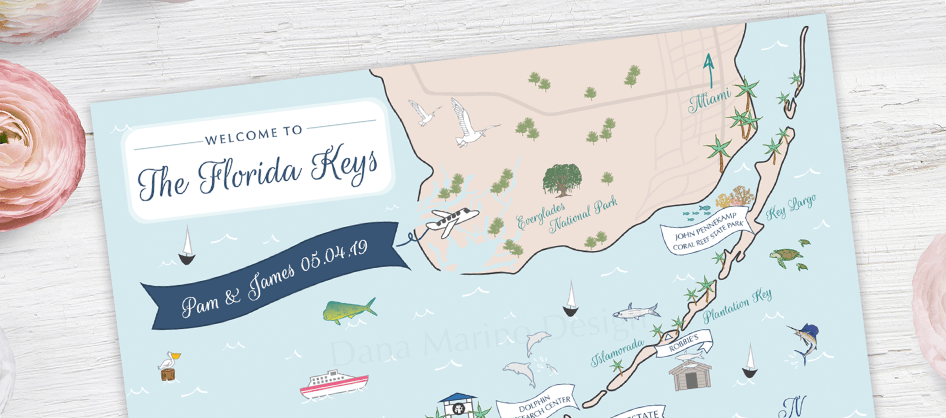 Florida Keys Custom Wedding Map