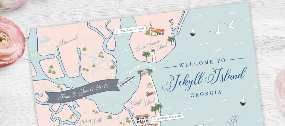 Jekyll Island Custom Wedding Map