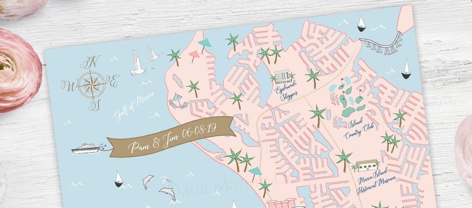Marco Island Custom Wedding Map