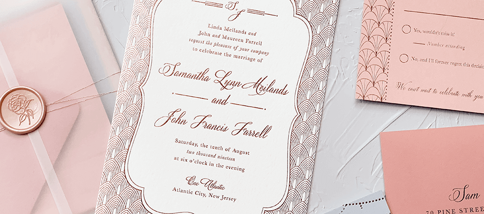 Rose Gold Deco Wedding Invitation