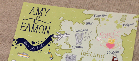 Illustrated Ireland Map Save the Date
