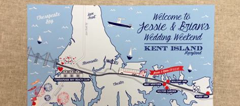 Illustrated Kent Island Map Save the Date