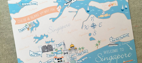 Illustrated Singapore Map Save the Date