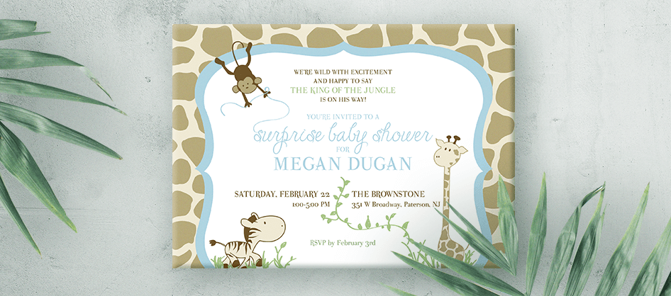 Monkey Jungle Boy Baby Shower Invitation