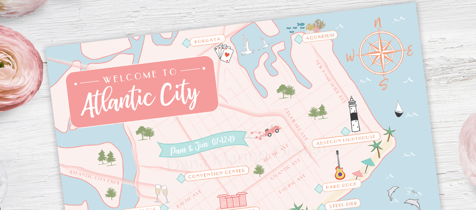 Atlantic City Custom Wedding Map