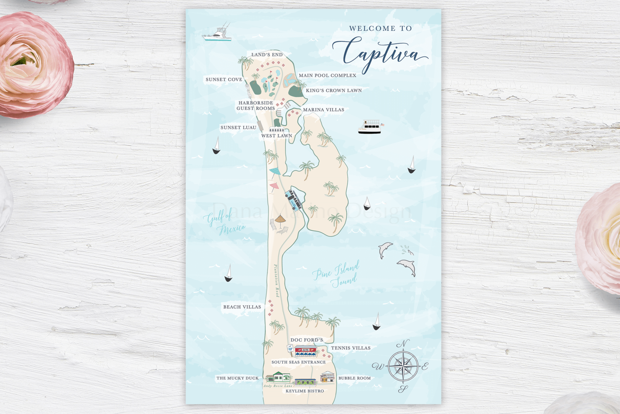 Captiva, Florida Custom Wedding Map