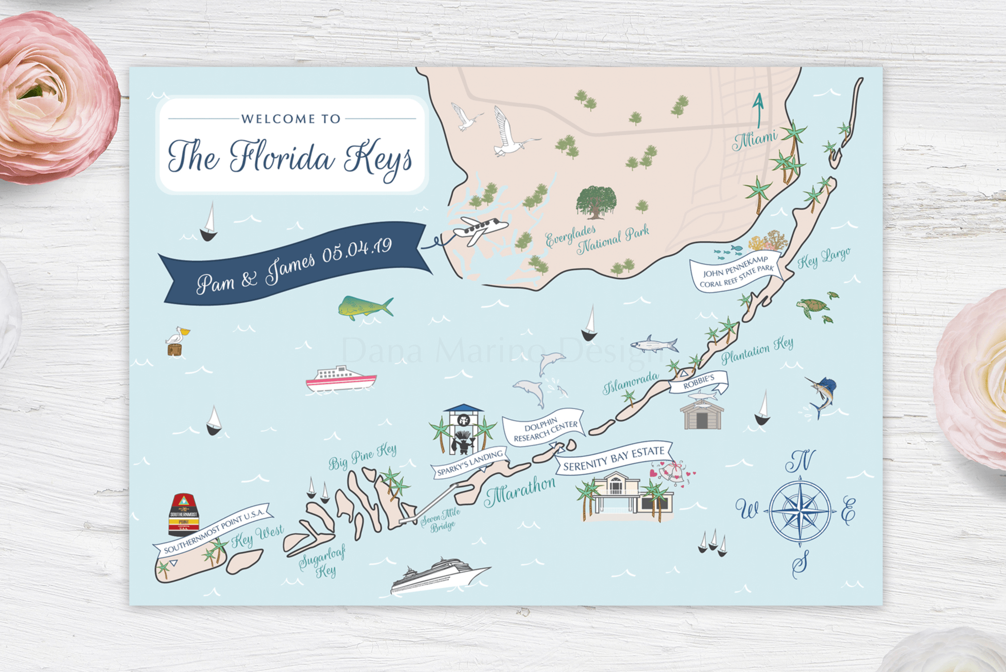 Florida Keys Custom Wedding Map