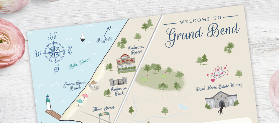 Grand Bend Custom Wedding Map