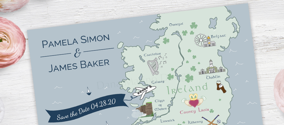 Ireland Custom Wedding Map