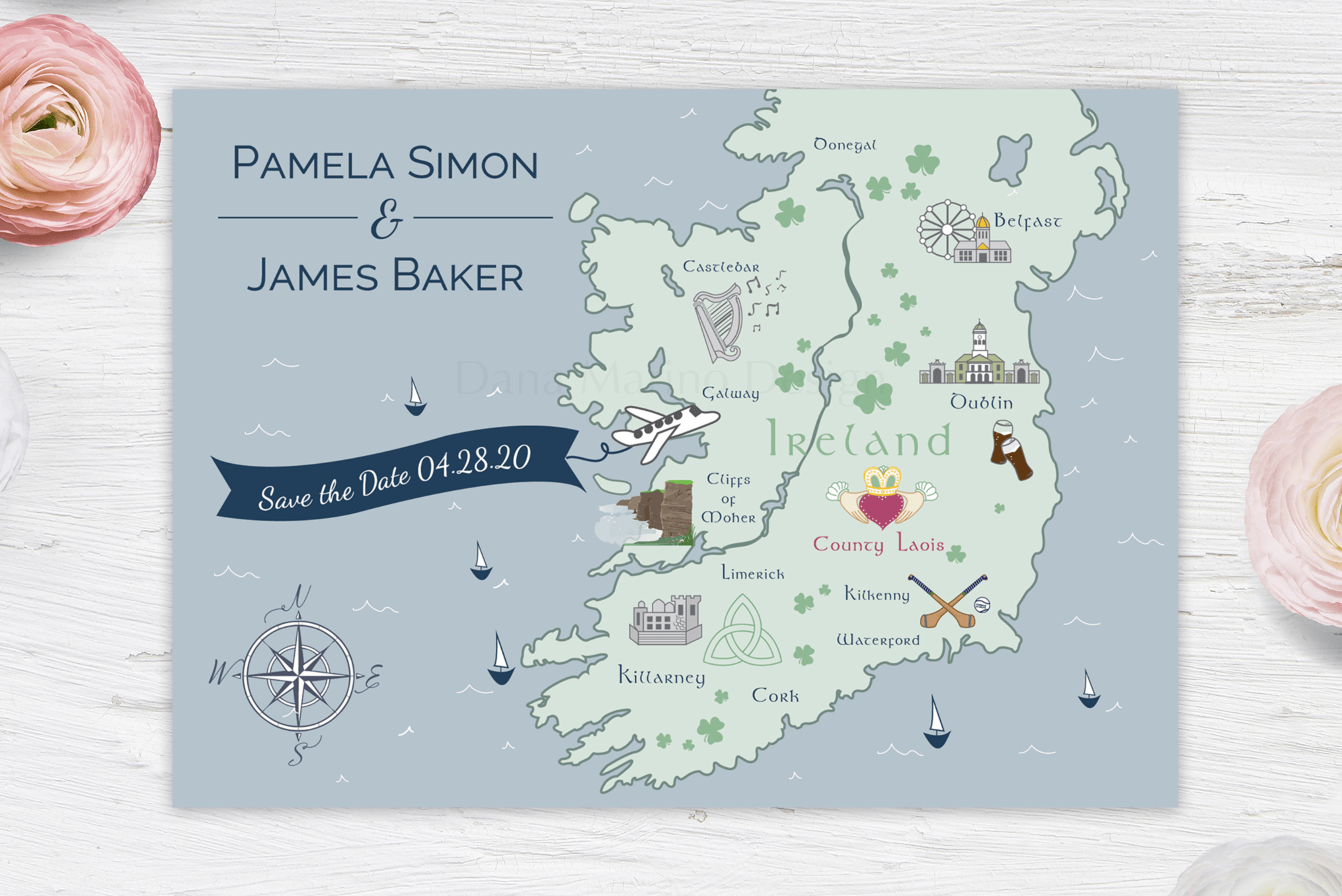 Ireland Custom Wedding Map