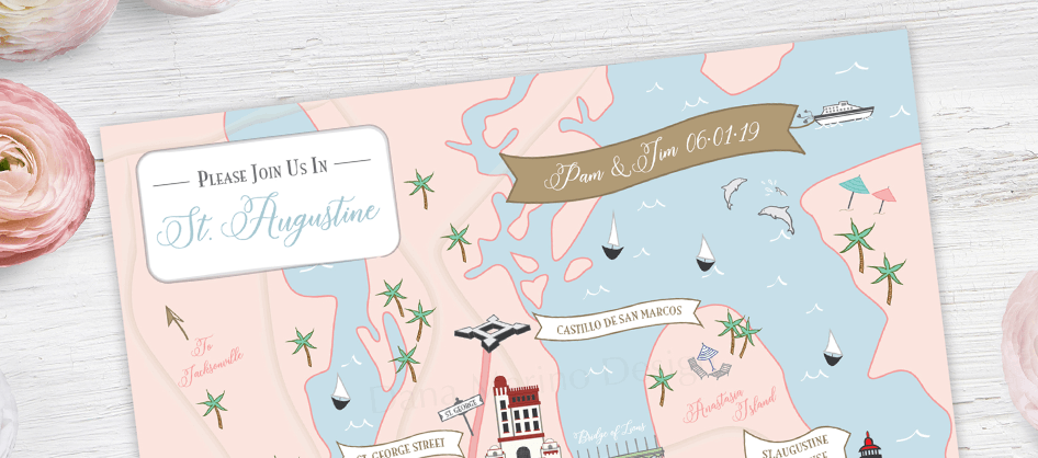 St. Augustine Custom Wedding Map