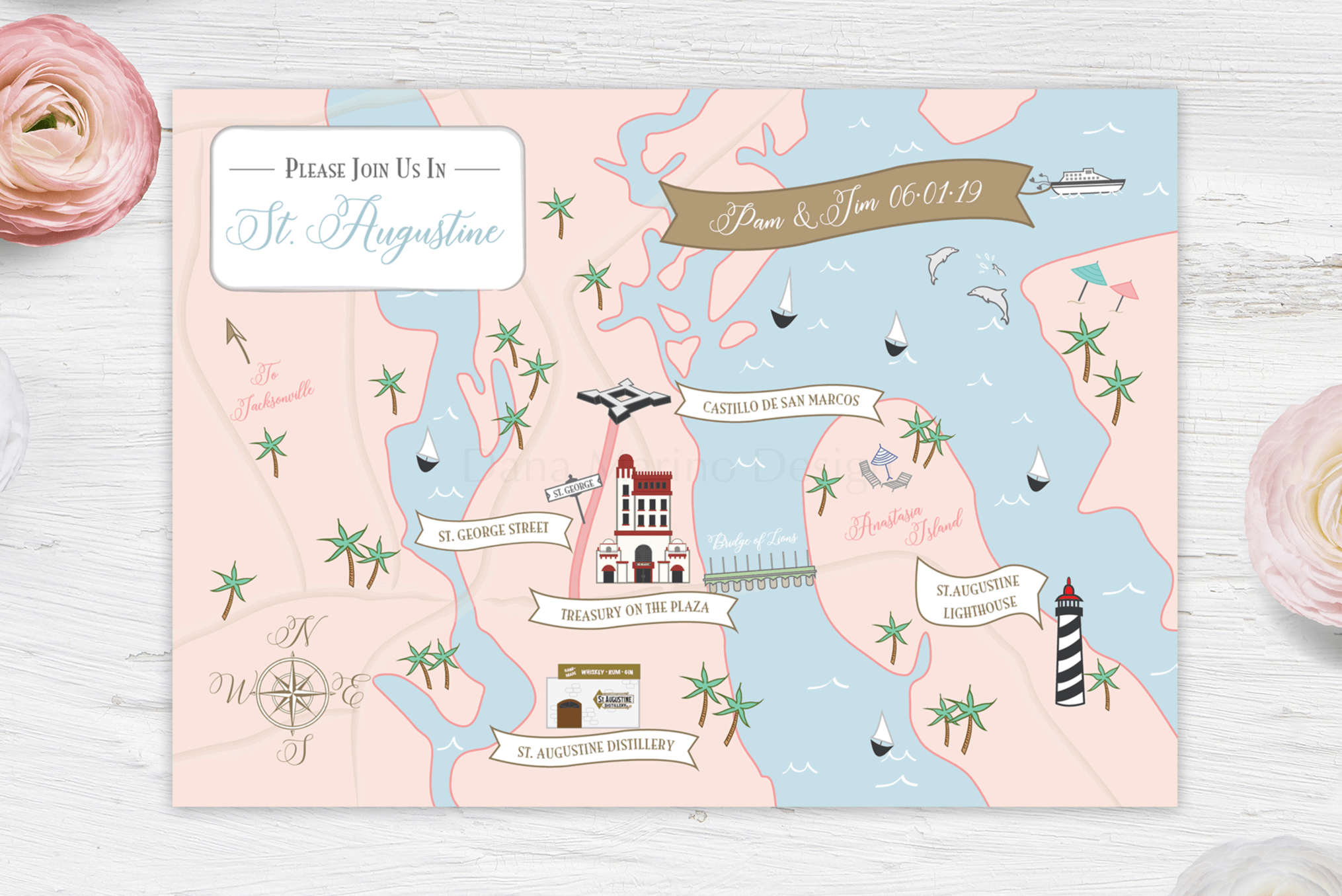 St. Augustine Custom Wedding Map