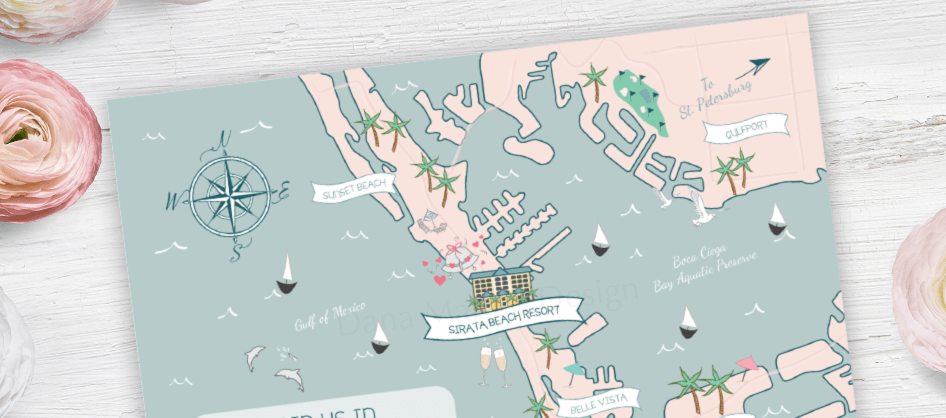 St. Pete's Beach Custom Wedding Map