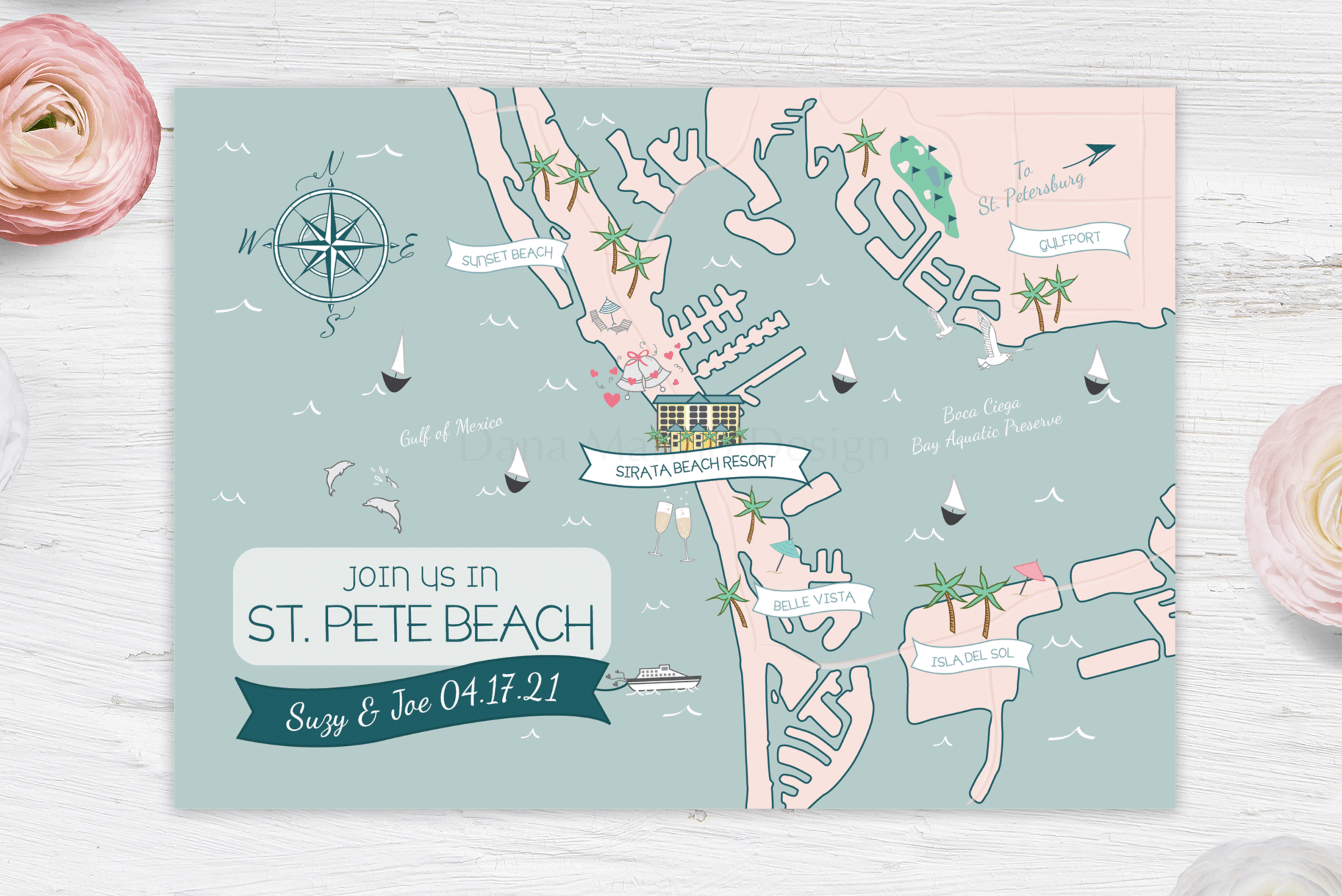 St. Pete's Beach, Florida Custom Wedding Map