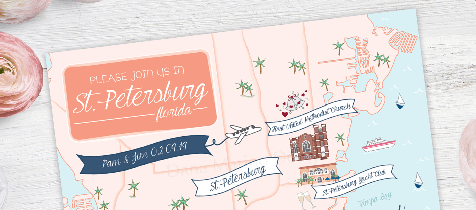 St. Petersburg Custom Wedding Map