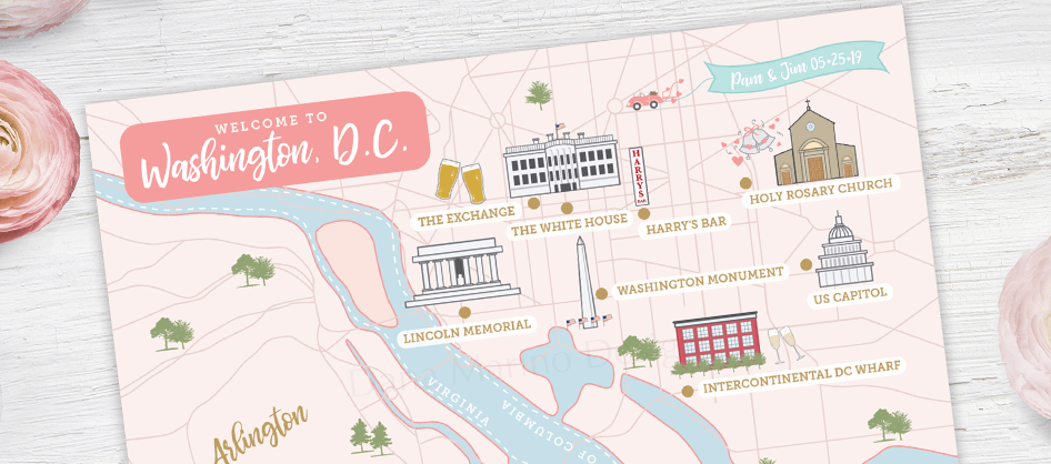 Washington DC Custom Wedding Map