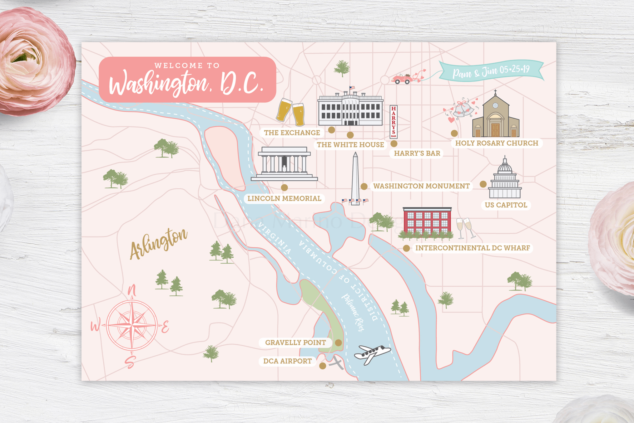 Washington DC Custom Wedding Map