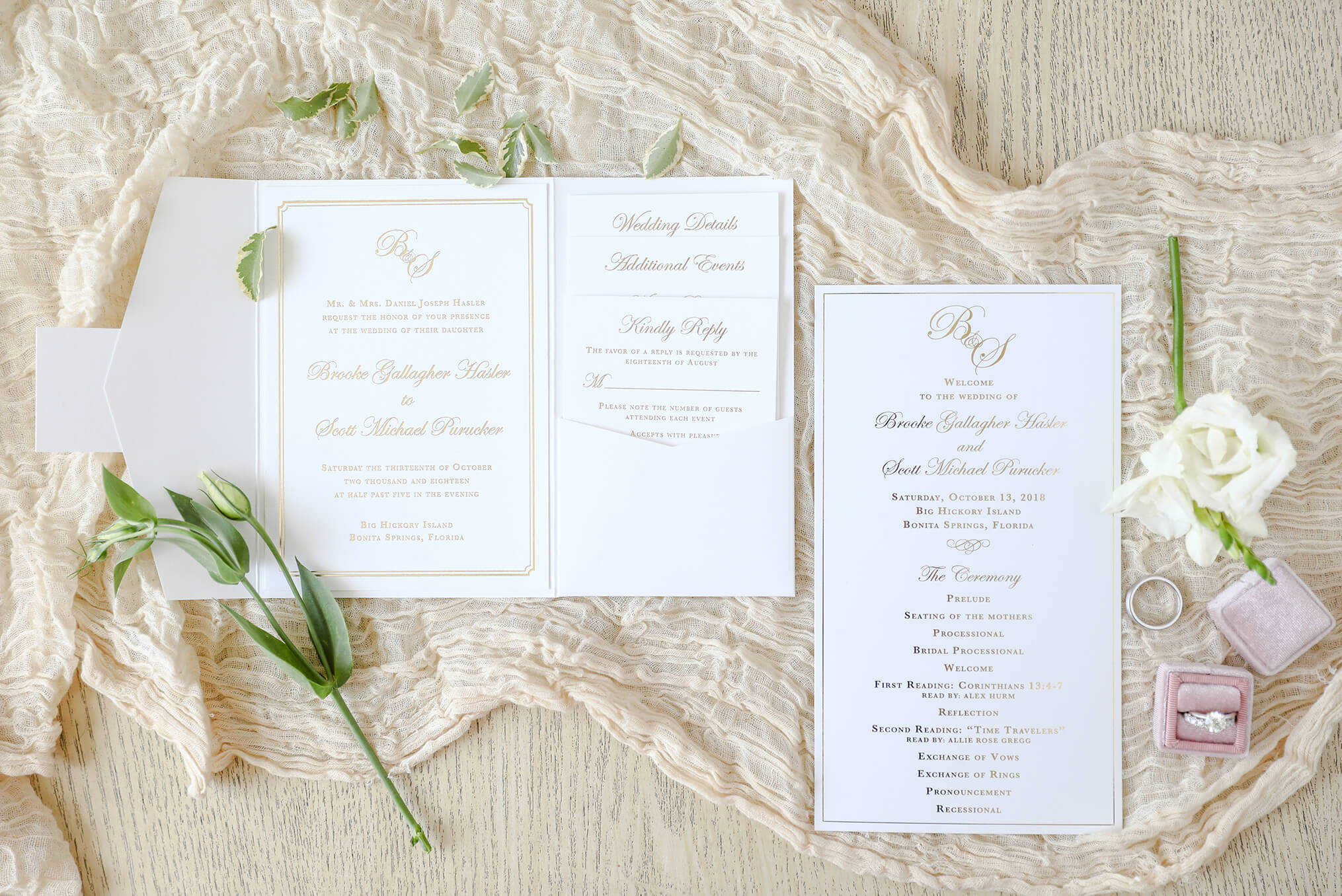 White and Gold Foil Pocket Invitation