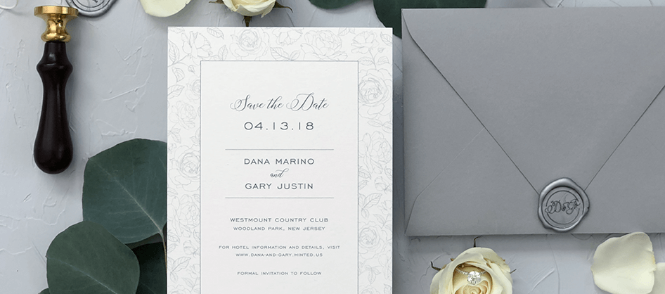 Charcoal Grey Save the Date with Wax Seal