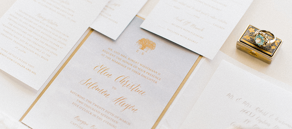 Cobalt Blue Letterpress Wedding Invitation Suite