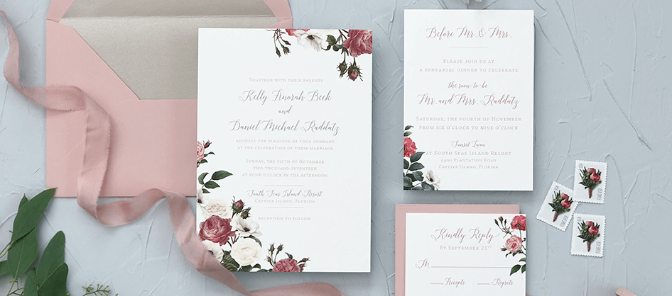 Vintage Rose Wedding Invitation Suite