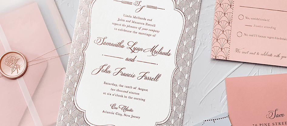 Rose Gold Deco Invitation Suite