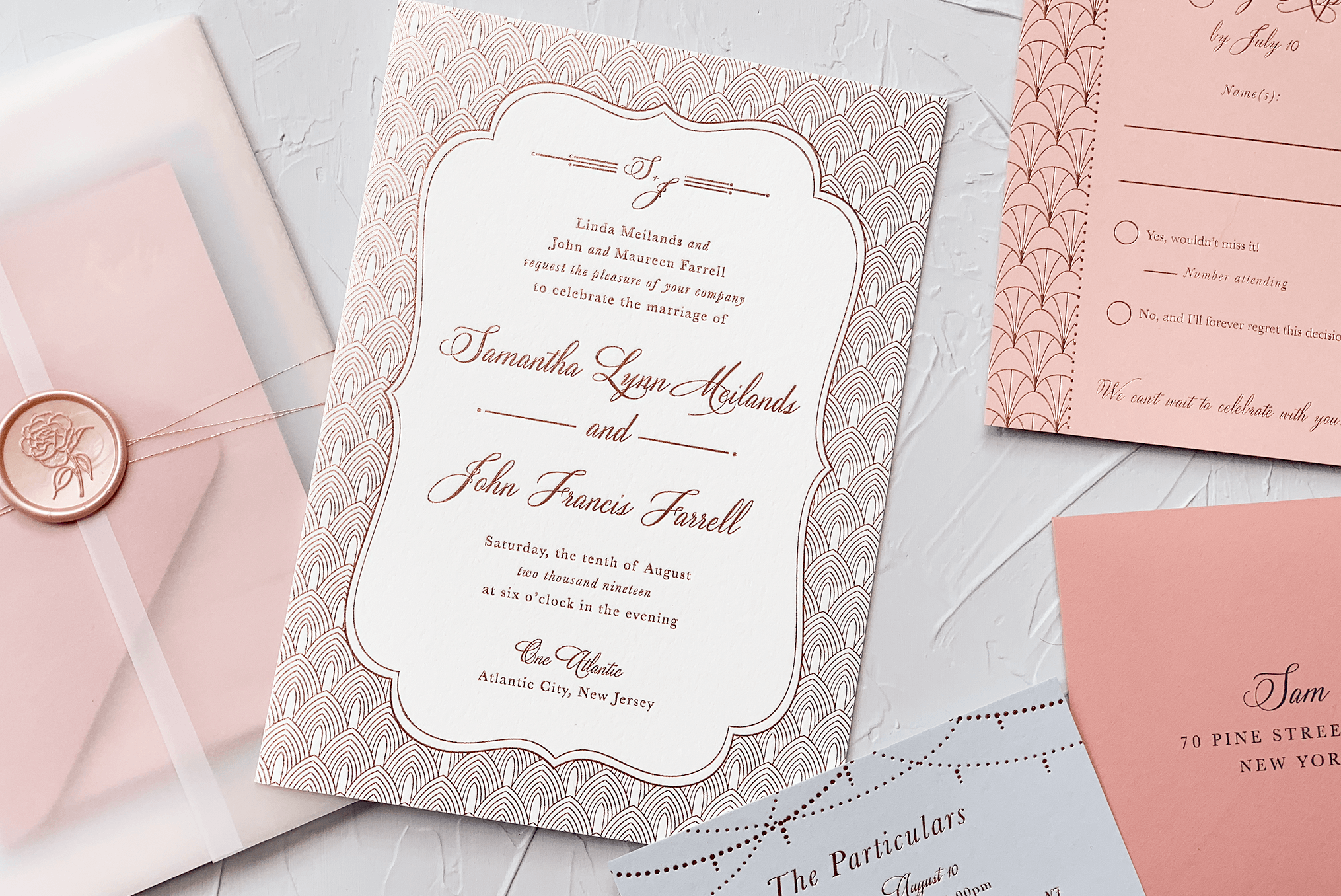 Rose Gold Deco Wedding Invitation