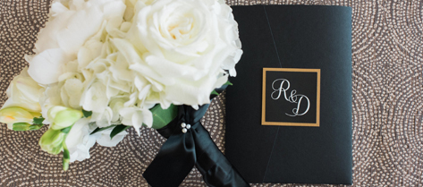 Rikki and David Black and Gold Invitation