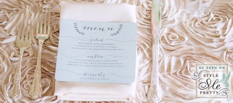 Jennifer and Dylan Mint Green Southern Menu