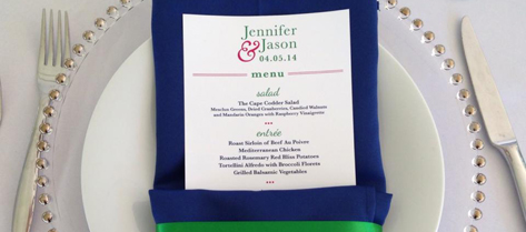 Jennifer and Jason Preppy Wedding Menu