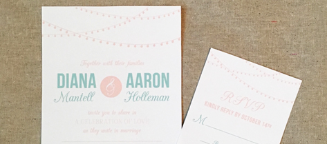 Diana and Aaron Mint Green String Light Invitation
